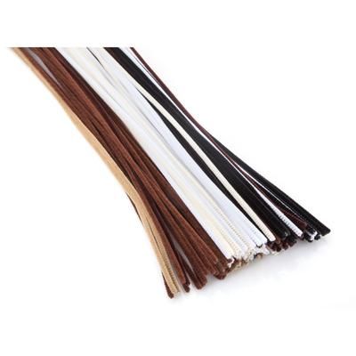 Fil chenille, tons marron, 5-6 mm x 50 cm, 100 pièces