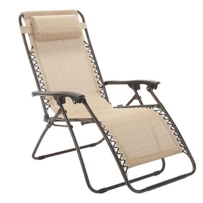 Zero Gravity Chair by BrylaneHome in Taupe Folding Outdoor Lounger Recliner + Pillow Ergonomic Comfort