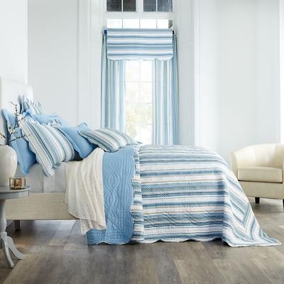 100% Cotton Florence Oversized Bedspread by BrylaneHome in Blue Stripe (Size TWIN)