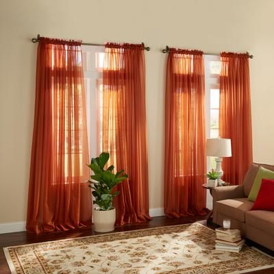Wide Width BH Studio Sheer Voile Grommet Panel by BH Studio in Autumn Leaves (Size 56" W 63" L) Window Curtain