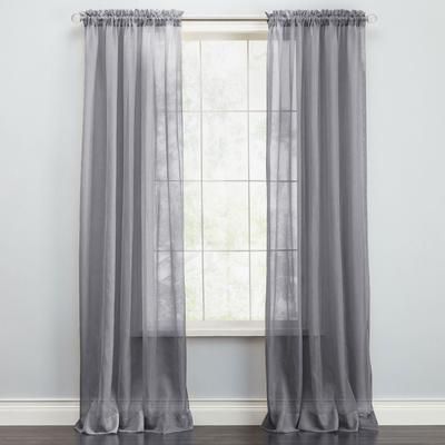 BH Studio Sheer Voile Rod-Pocket Panels -Set of 2 by BH Studio in Slate (Size 120"W 63" L) Window Curtains
