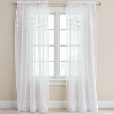 Wide Width BH Studio Sheer Voile Pleated Rod-Pocket Panel by BH Studio in White (Size 56" W 84" L) Window Curtain