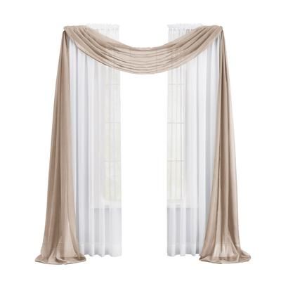 Wide Width BH Studio Sheer Voile Scarf Valance by BH Studio in Ecru (Size 40" W 144"L) Window Curtain