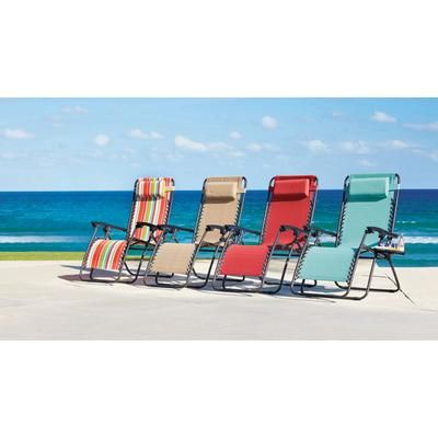 Zero Gravity Chair by BrylaneHome in Multi Stripe Folding Outdoor Lounger Recliner + Pillow Ergonomic Comfort