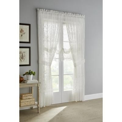 Wide Width Vintage Lace Rod-Pocket Panel by BrylaneHome in Ivory (Size 56" W 63" L) Window Curtain