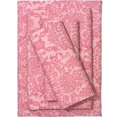 Printed Damask 6-PC. Sheet Set by BrylaneHome in Silver Pink Damask (Size FULL)