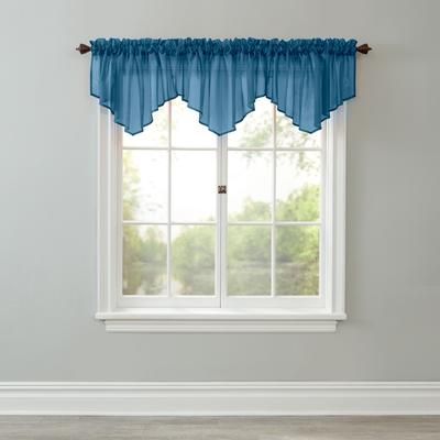BH Studio Sheer Voile Ascot Valance by BH Studio in Dark Turquoise Window Curtain