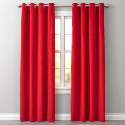 Wide Width BH Studio Velvet Grommet Panel by BH Studio in Santa Red (Size 50" W 63" L) Window Curtain