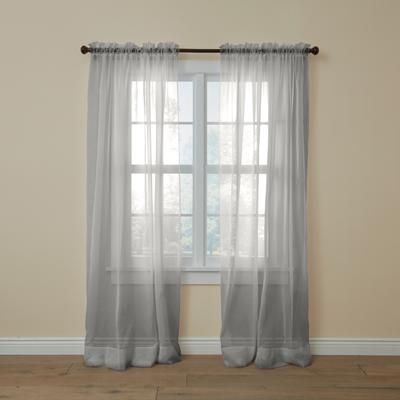 BH Studio Sheer Voile Rod-Pocket Panels -Set of 2 by BH Studio in Silver (Size 120"W 95" L) Window Curtains