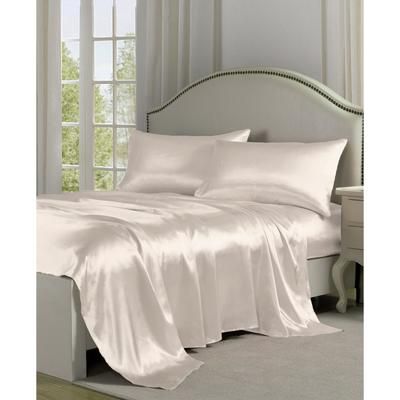 Belles & Whistles Black Satin Sheet Set by Levinsohn Textiles in Ivory (Size FULL)