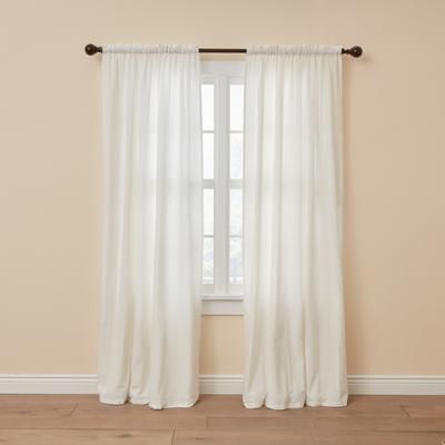Wide Width Poly Cotton Canvas Rod-Pocket Panel by BrylaneHome in Eggshell (Size 48" W 63" L) Window Curtain Drape