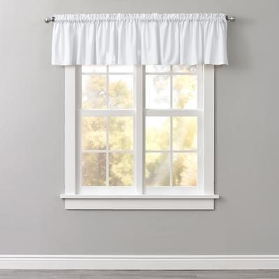 Poly Cotton Canvas Rod-Pocket Valance by BrylaneHome in Eggshell Solid Window Curtain
