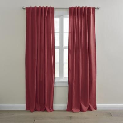 Wide Width Poly Cotton Canvas Back-Tab Panel by BrylaneHome in Burgundy (Size 48" W 45" L) Window Curtain