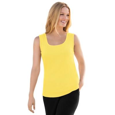 Plus Size Women's Rib Knit Tank by Woman Within in Primrose Yellow (Size 3X) Top