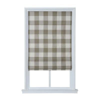 Wide Width Cordless Plaid Flat Roman Shade by Whole Space Industries in Sage (Size 31" W 64" L)