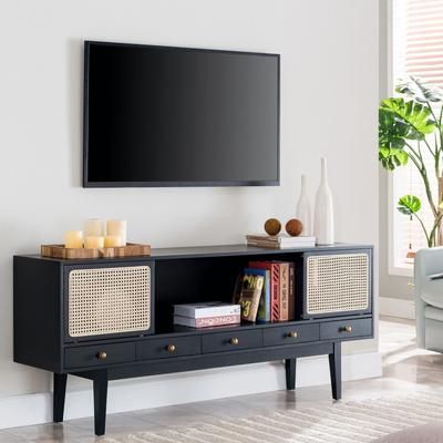 Holly & Martin Simms Midcentury Modern Media Console by SEI Furniture in Black