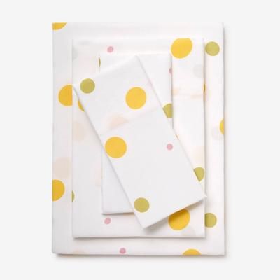 300 Thread Count Cotton Printed Bed Tite Sheet Set by BrylaneHome in Yellow Dots (Size TWIN)