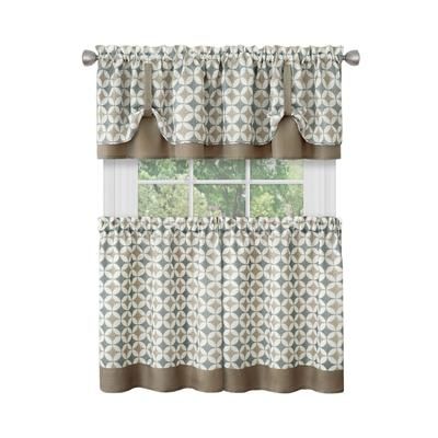 Wide Width Callie Window Curtain Tier Pair and Valance Set - 58x24 by Achim Home Décor in Taupe Silver (Size 58" W 36" L)