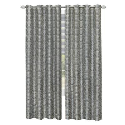 Wide Width Python Grommet Window Curtain Panel by Achim Home Décor in Black Silver (Size 52" W 84" L)