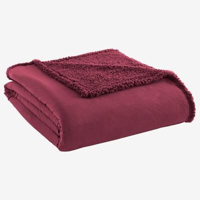 Micro Flannel® Reverse to Sherpa Blanket by Shavel Home Products in Wine (Size TWIN)