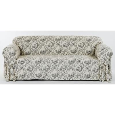 Toile Print Slipcover by Classic Slipcovers in Black Natural (Size SOFA)
