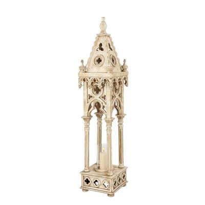 Juniper + Ivory 55 In. x 12 In. Vintage Candle Holder Lantern White Wood - Juniper + Ivory 20486