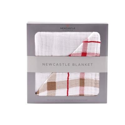 Teddy Bear and Plaid Cotton Muslin Newcastle Blanket - Newcastle Classics 449