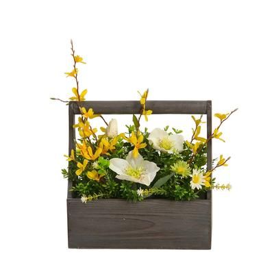 Floral Arrangement With Wooden Pot- Jeco Wholesale HD-BT084