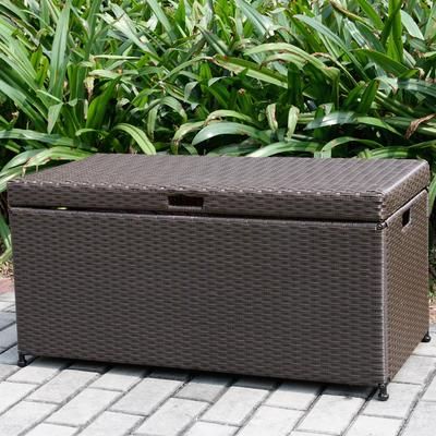 Espresso Wicker Patio Furniture Storage Deck Box- Jeco Wholesale ORI003-A