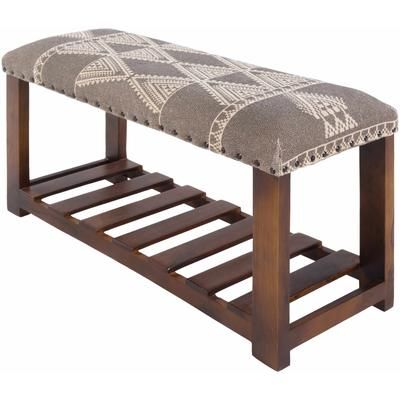Greymouth 16"H x 34"W x 12"D Upholstered Bench Handwoven Cotton Charcoal/Light Beige/Wood/Peach/Camel/Dark Brown Bench - Boutique Rugs