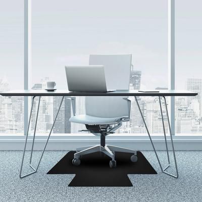 "Advantagemat Black Vinyl Lipped Chair Mat for Carpets - 45" x 53" - Floortex FR114553LLBV"