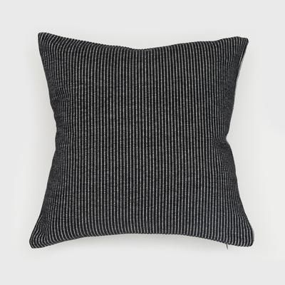 ELSA REVERSIBLE WOVEN STRIPES PILLOW 18X18 by Evergrace Home in Black (Size 18" X 18")