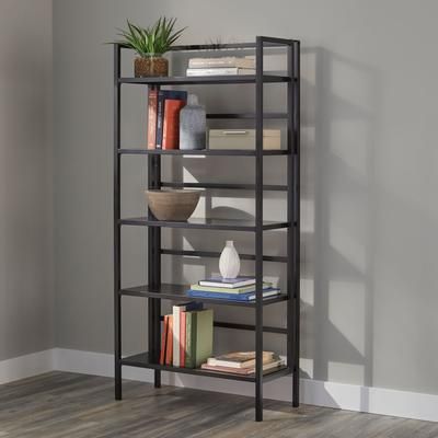5-Tier Folded Metal Bookshelf by BrylaneHome in Black