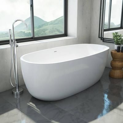 Randolph Morris Zoey Acrylic Double Ended Freestanding Tub Package - No Faucet Drillings - White / Chrome Fixtures SAVINGSPACKAGE46