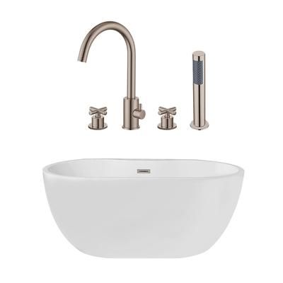 Randolph Morris Hudson 61 Inch Acrylic Double Ended Freestanding Tub and Faucet Package RMA350-BNF2