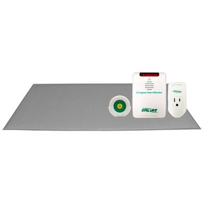 Smart Outlet with CordLess Fall Prevention Monitor and CordLess Weight Sensing Floor Mat (24"x48", Gray) System