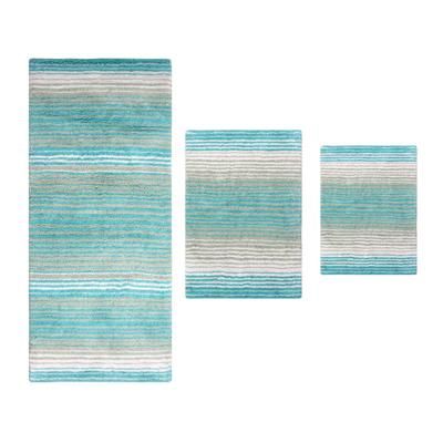 Gradiation 3 Piece Set Bath Rug Collection by Home Weavers Inc in Turquoise