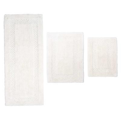 Classy Bathmat 3 Piece Bath Rug Collection by Home Weavers Inc in Ivory