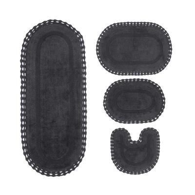 Hampton Crochet 4 Piece Bath Rug Collection by Home Weavers Inc in Grey