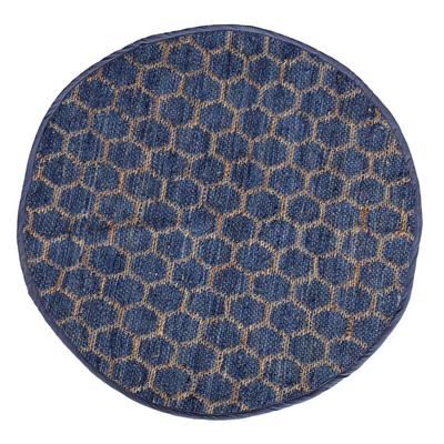 Beehive Modern Collection Area Rug Round by Home Weavers Inc in Blue (Size 57" ROUND)
