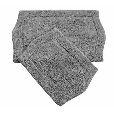 Waterford 2 Piece Set Bath Rug Collection by Home Weavers Inc in Grey