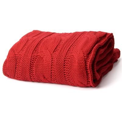 Battilo Home Cable Knit Throw Blanket, Acrylic Soft Cozy Snuggle Blanket, All Seasons Suitable for A by Battilo Home in Red (Size 50" X 60")