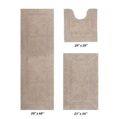 Lux Collectionis Bath Mat Rug 3 Piece Set (20" x 20" | 21" x 34" | 20" x 60") by Better Trends in Sand