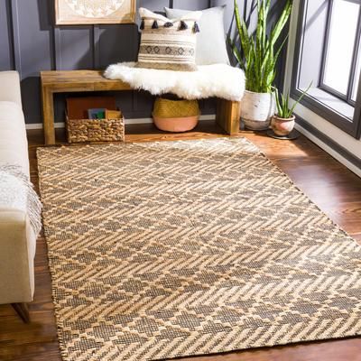Malidong 2'6" x 8' Handmade Jute Moroccan Jute Black/Tan Runner - Boutique Rugs