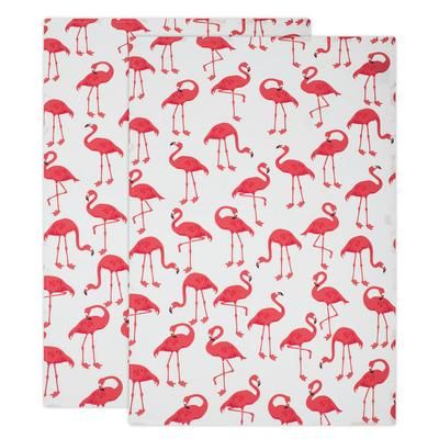 Designer Print Towel Set/2 by Mu Kitchen in White Pink