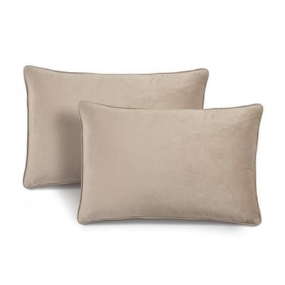 Velvet Solid Soft Decorative Pillow Cover Taupe Pair 13x20 - Lush Decor 16T008321