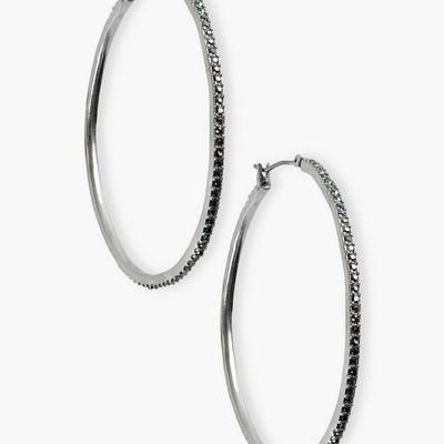 Lucky Brand Basic Pave Hoop Earring - Women's Ladies Accessories Jewelry Earrings in Silver
