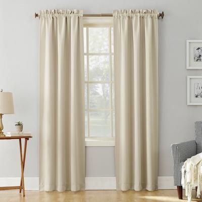 Wide Width Sun Zero Blackout Greenwich Rod-Pocket Panel by BrylaneHome in Pearl (Size 40" W 63" L)