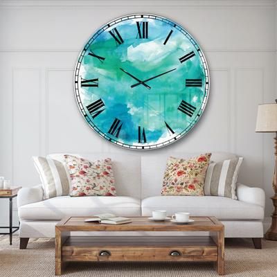 Sea Glass Farmhouse Wall Clock by Designart in Blue