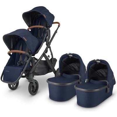 UPPAbaby VISTA V2 Twin Double Stroller Bundle - Noa (Navy/Carbon/Saddle Leather)